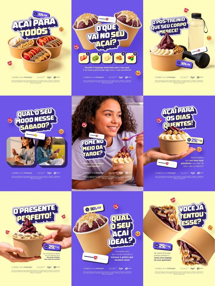 Contoh feed Instagram usaha açaí / dessert