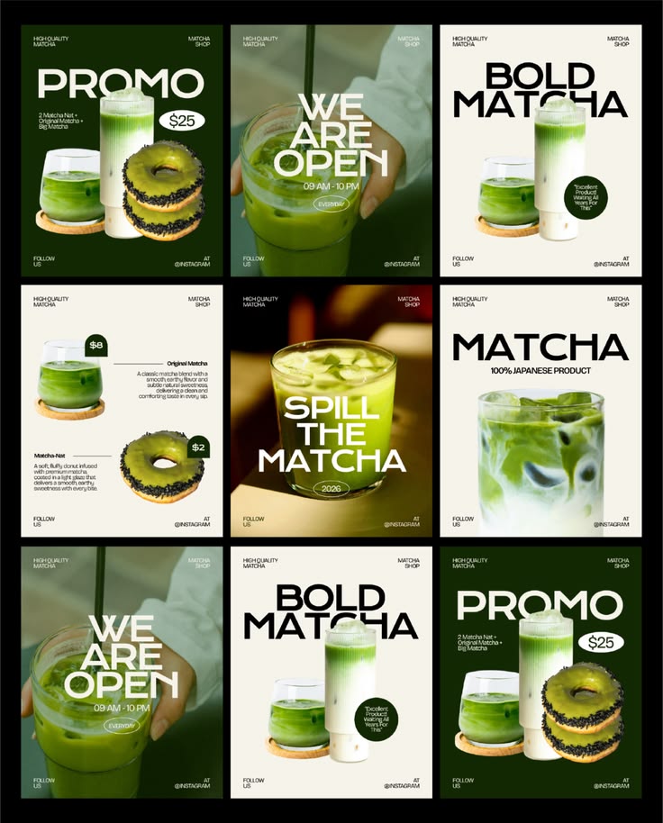 Contoh feed Instagram usaha matcha / minuman